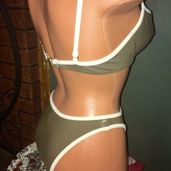 Green/gold with white trim swimsuit - Picture 5 of 6